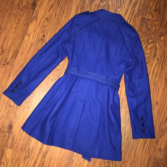 SOLD GUESS Military Wool Blend Coat Cobalt Blue Bk - Picture 7 of 8